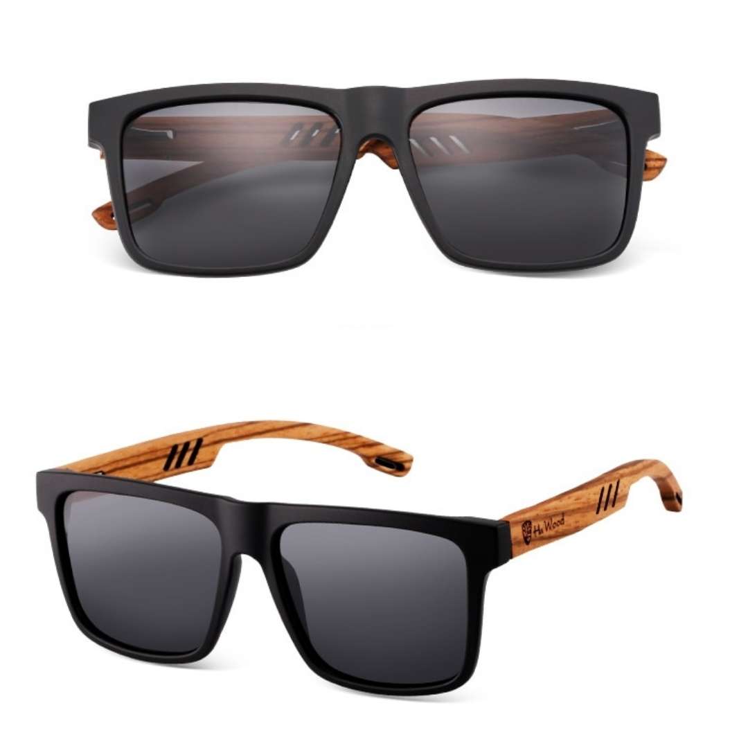 Polarisierte Herren Holzsonnenbrille im quadratischen Design