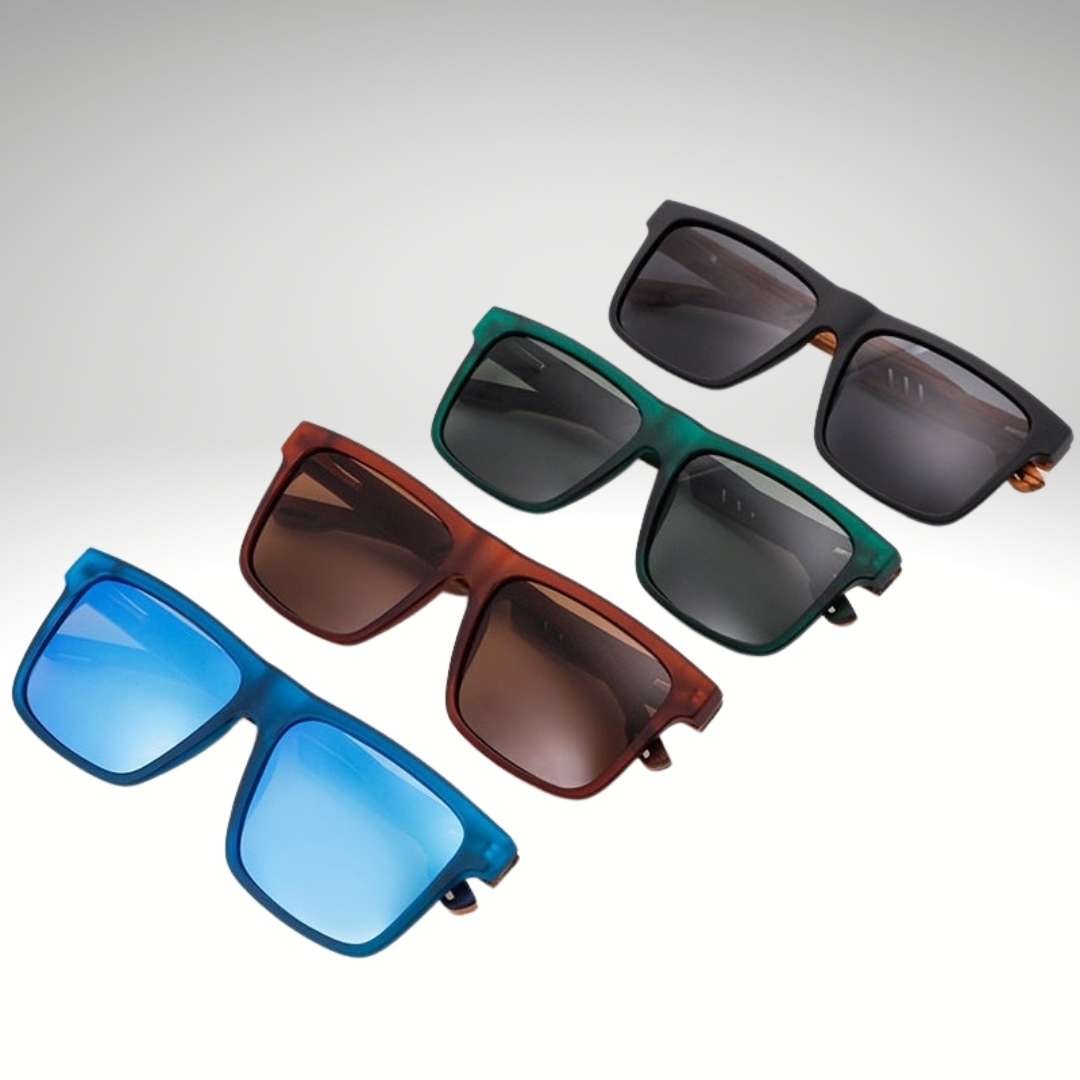 Polarisierte Herren Holzsonnenbrille im quadratischen Design