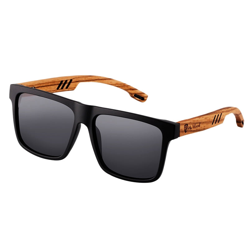 Polarisierte Herren Holzsonnenbrille im quadratischen Design
